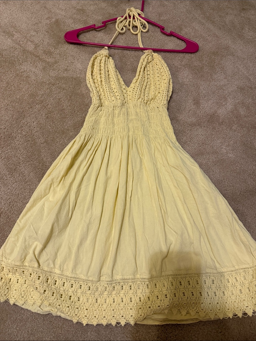 Backless Yellow Halter Summer Dress